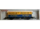 Fleischmann 5233 HO - 2 containers 20p DANZAS sur wagon plat essieux ep III DB